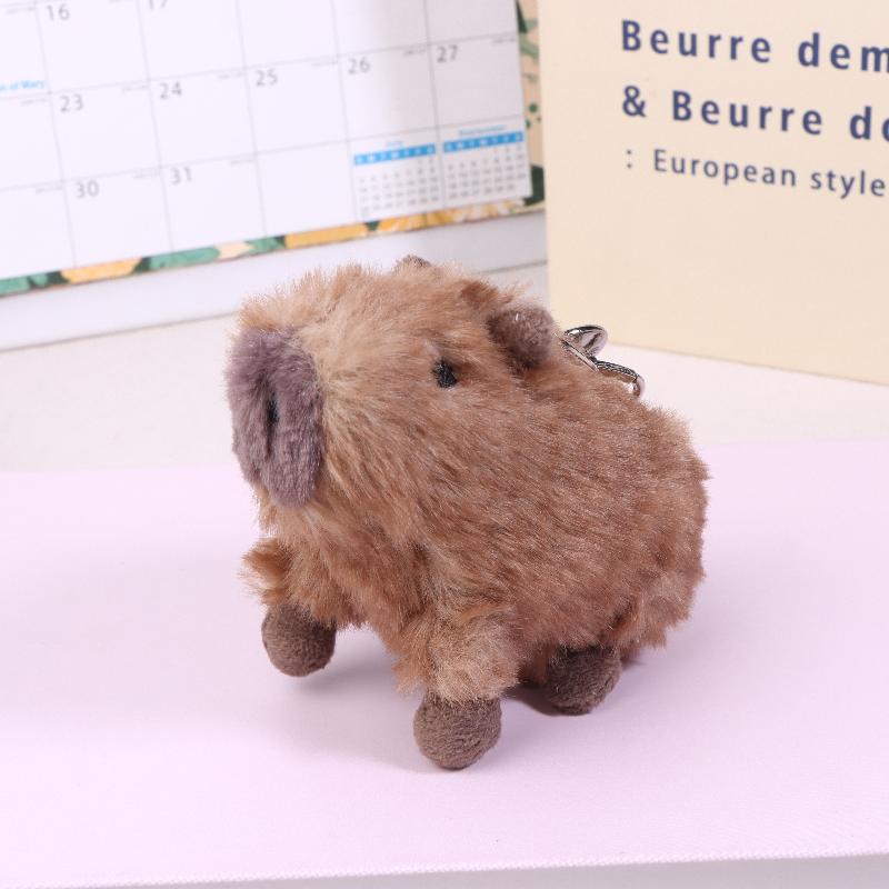 Kawaii Simulation Plush Capybara Keychain Cute Stuffed Animal Doll Pendant Car Key Holder Backpack Hanging Decoration Gifts