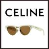 Used New Unused Celine Old Logo Salmon Brow Sunglasses Ivory Cat Eye Eyewear