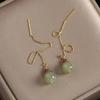 Gold Color Hetian Jade Earrings for Women Girl Simple Temperament Green Round Ear Line Jewelry Girls Gift Dropshipping Wholesale