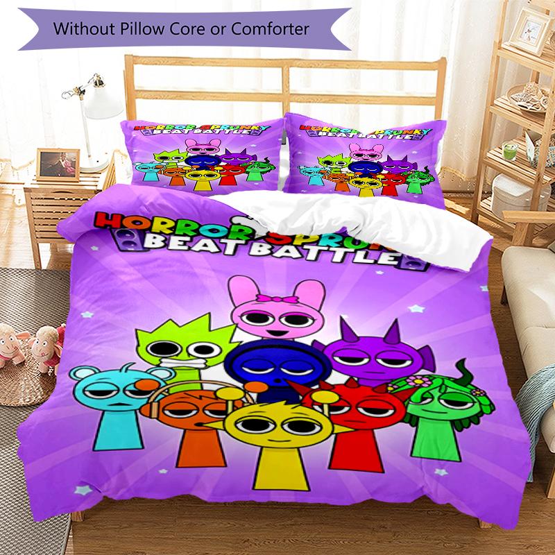 3pcs SPRUNKI3 Design Cover Set - HD Printed Bedding with 1 Cover and 2 Pillowcases - Perfect for Home and Dorm Decor