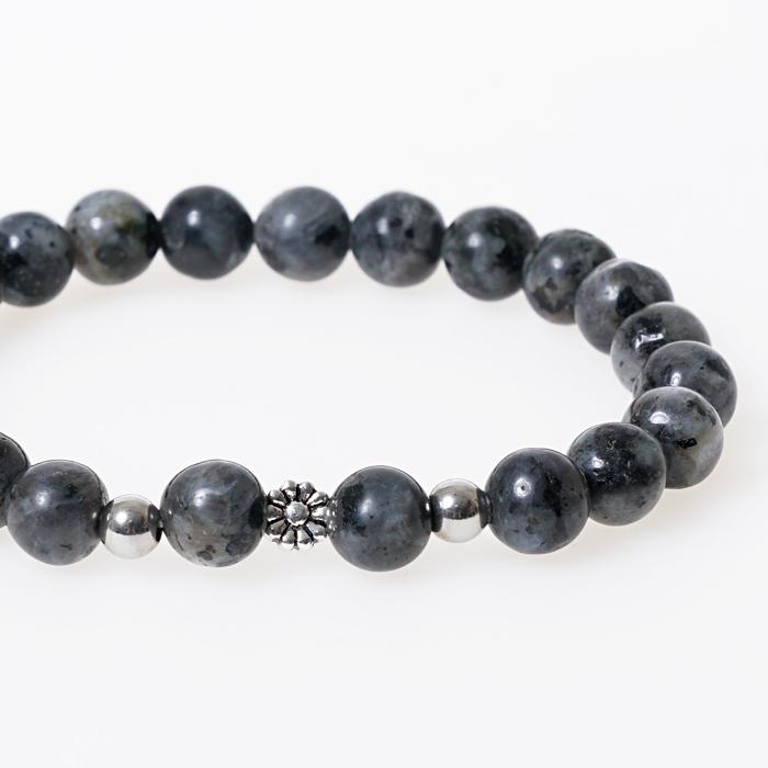 Jbans Classic Gray Jade Gemstone Silver Couple Bracelet (C1701-Ac341Gr)