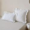 Lotus Frill French Lace Pillow Cover Wrinkle-Resistant Washed Material Soft Cushion Cover for Patio Balcony Sofa