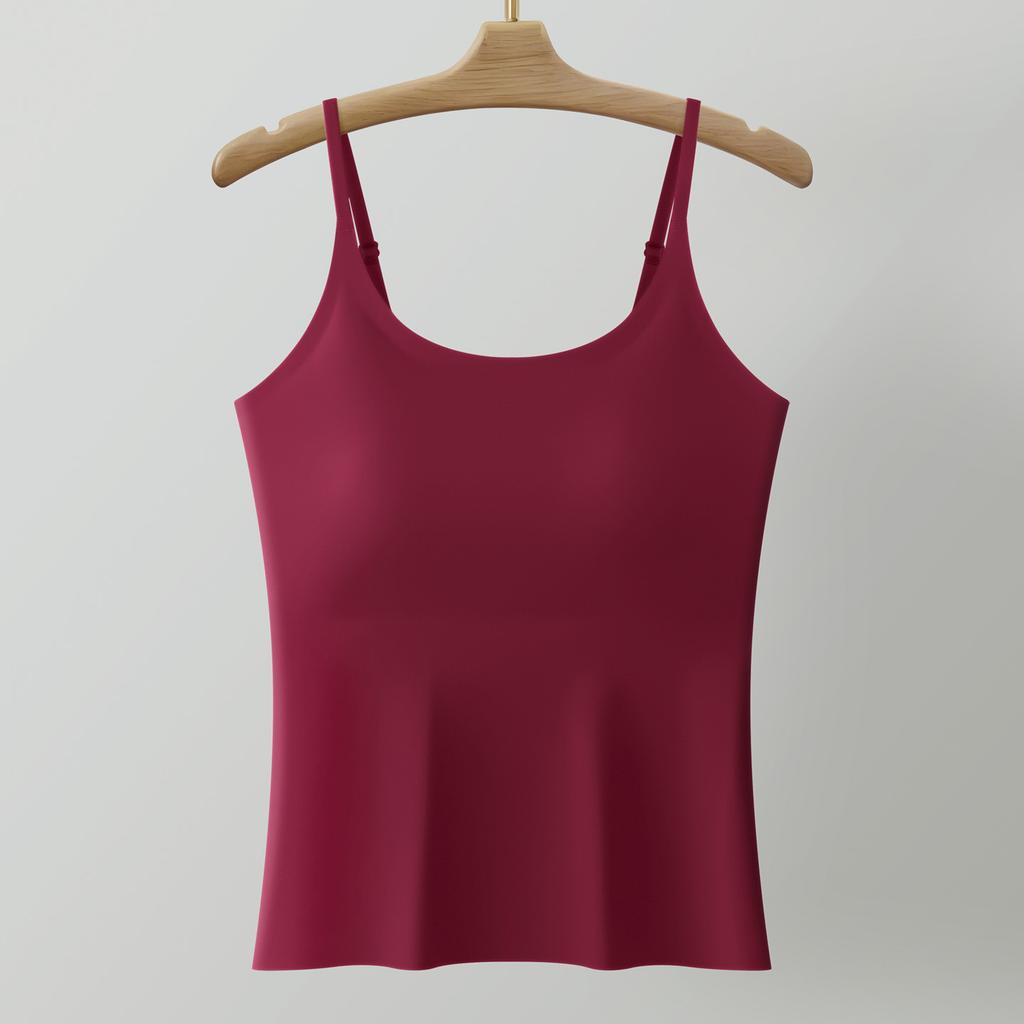 Solid Color Plus Size Camisole Tank Top For Women With Built In Anti Exposure Bra