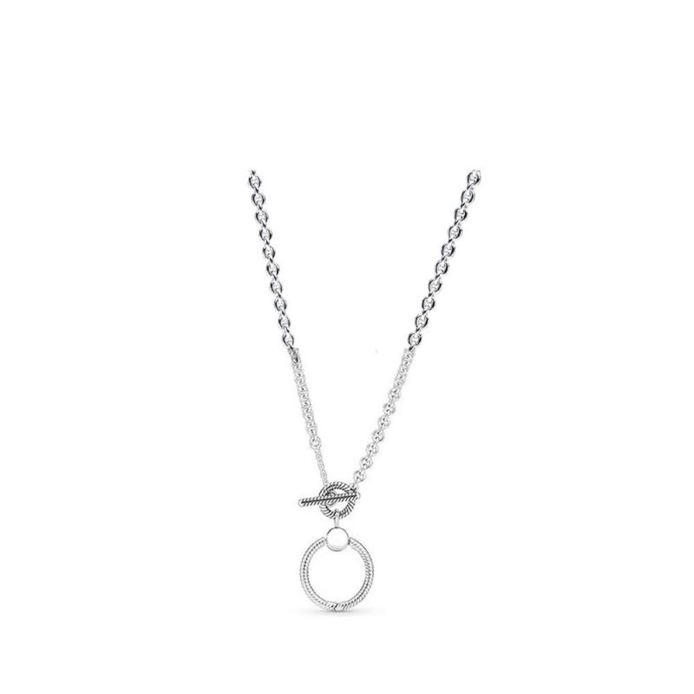 925 Silver Plated Double Ring Necklace Minimalist Collarbone Chain Dainty Layering Jewelry