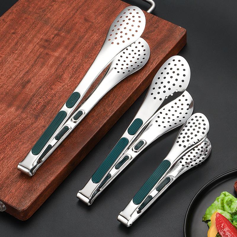 1PC Stainless Steel Food Tongs BBQ Meat Salad Bread Clip Barbecue Grill Non-Slip Buffet Clamp Cooking Tools Kitchen Accessories