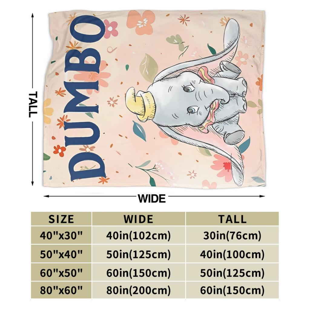Dumbo Cartoon Blankets Velvet Spring Autumn The Flying Elephant Portable Warm Throw Blanket for Sofa Travel Plush Thin Quilt