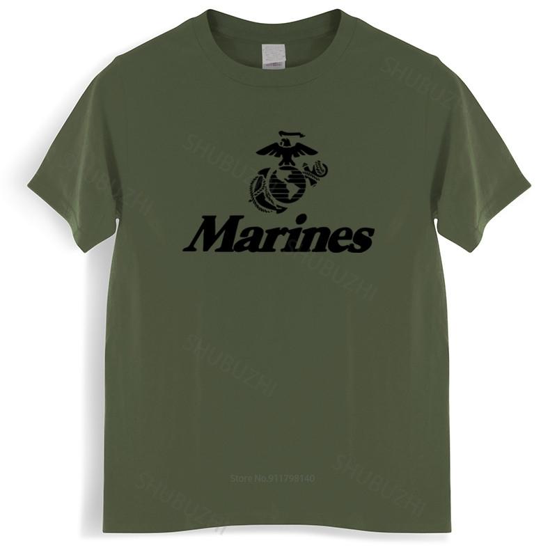 Cotton Tshirt Men Crew Neck Tops Marine Corps U.S. United States Marines USMC Military Men's Tee Shirt Cotton Brand T-shirt