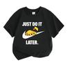 Kids Boys Girls 100% Cotton Crew Neck Short Sleeve T-Shirt, Funny Lazy Yellow Cute Animal Print Casual Breathable Lightweight Tees, Just Do It Later H