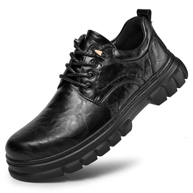 Casual men's leather shoes Elegant gentleman style Daily office  Outdoor leisure business party High quality Classic Black shoes