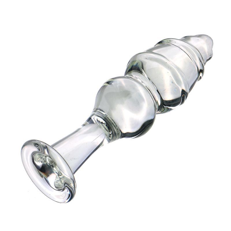 VaHppy Glass Pull Beads Anal Toys Fine Thread 3.5cm140g Black/Pink/Transparent with Base Sex Toys Anal Plug Masturbators SM BDSM
