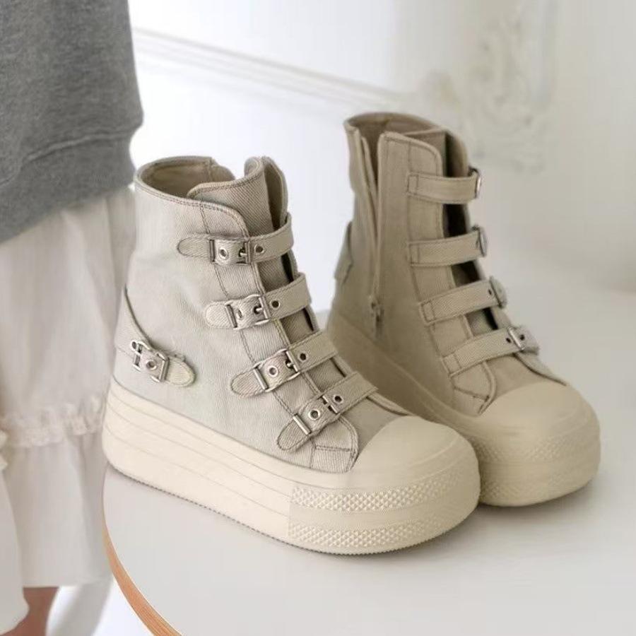 2025 Autumn Women's Thick-Soled Canvas Flats - Casual Korean Style