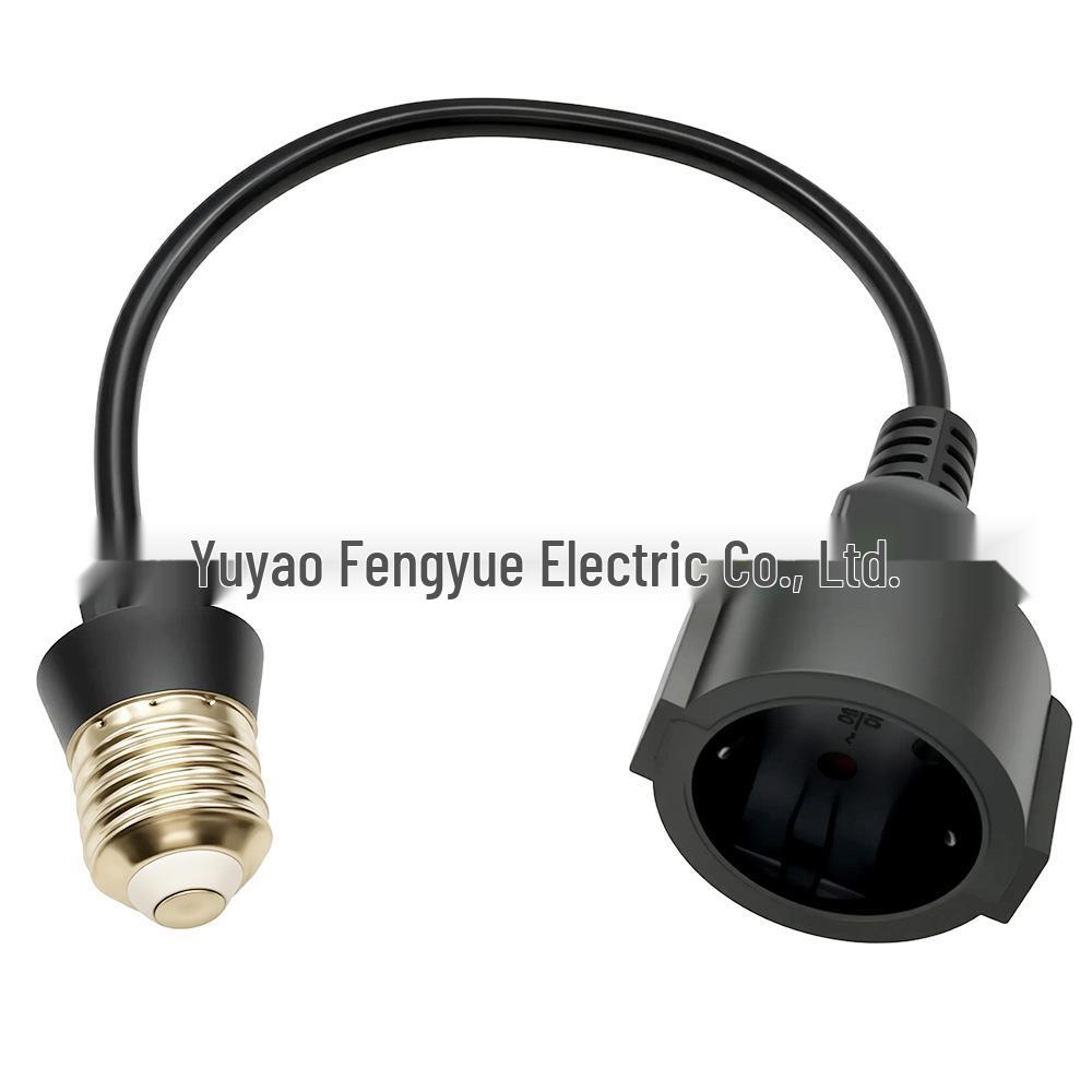 

E26/E27 to European Extension Cord Socket Adapter, 30CM чорний