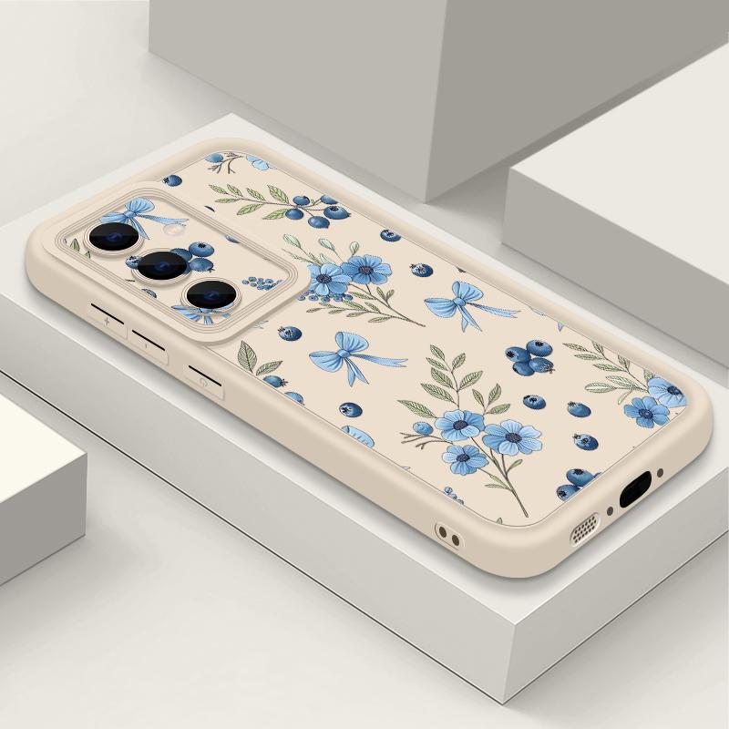 S26 Ultra Case Blueberry Bowknots Floral Cover For Samsung Galaxy S25 S24 Ultra S23 Plus S22 S21 FE A54 A15 A35 A55 A16 A26 A36 A56 A17 A37 A57 5G