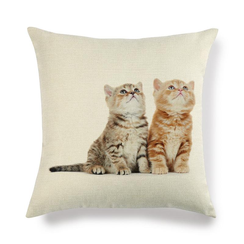 Cartoon Cat Pattern Series Super Soft Cotton and Linen Material Pillow Cover for Home Sofa Decoration Pillow Cover