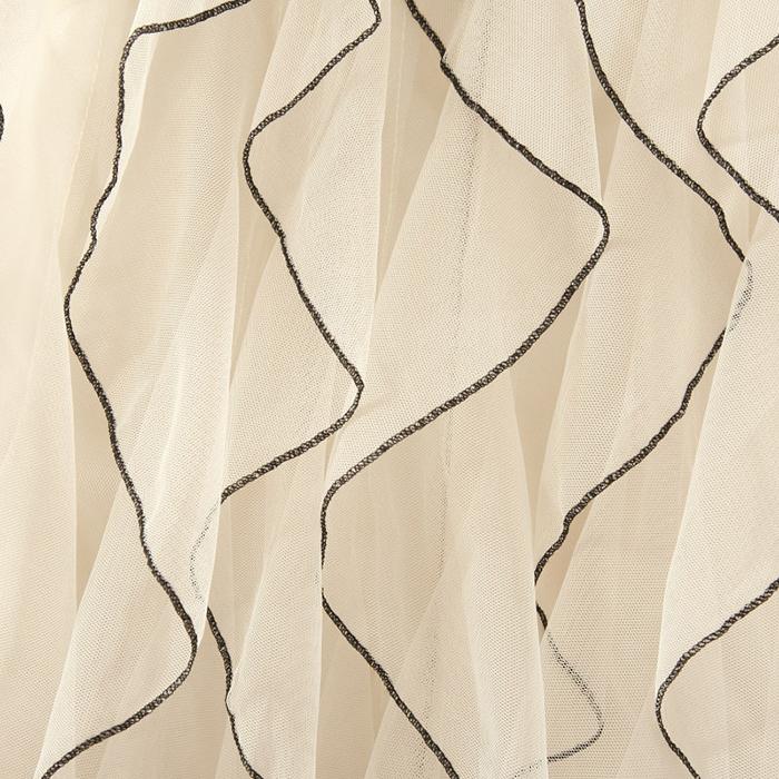 Women Spring Fall High Waist All Match Irregular Ruffle Mesh A Line Skirt