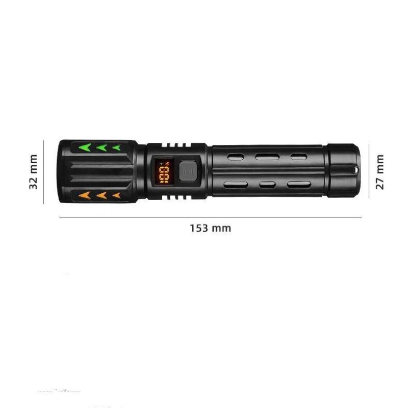 Telescopic Zoom LED Torch Multi-functional Digital Display Flashlight IPX4 Waterproof for Home Outdoor Night Fishing