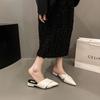 Fashion French Style Silver Headed Half Slippers for Women's 2024 New Summer Mary Jane Cool Slippers Women Sandals