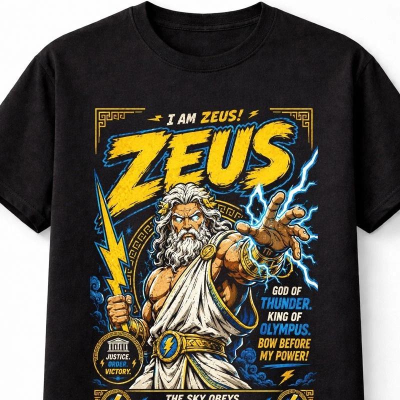 Zeus Greek God of Thunder Olympus Lightning Unisex TShirt S