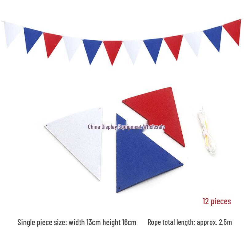 Triangle Flag Bunting for Kindergarten Decoration - Children's Room & Birthday Party Decor with Girlish Heart Design