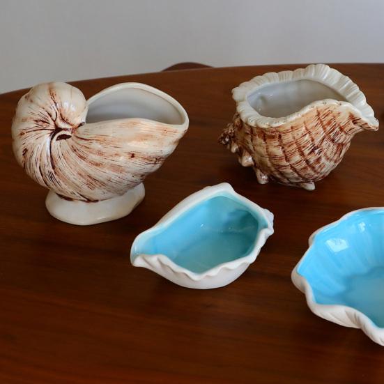 Partiler İçin Kokteyl Bardakları Yaratıcı Deniz Kabuğu Seramik Kupa, Doğal Dokulu Tropikal Bar Bardağı, Isıya Dayanıklı İçecek Bardağı Dekoratif Çiçek