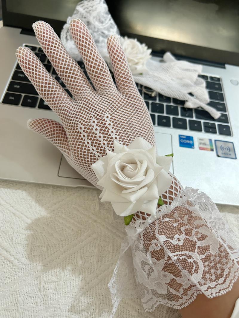 

Сексуальные перчатки-сетка с розами, кружевные тонкие перчатки, свадебный реквизит для сценического выступления