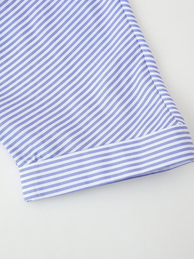 2025 Spring Women's Fashion: European & American Style Embroidered Striped Shirt