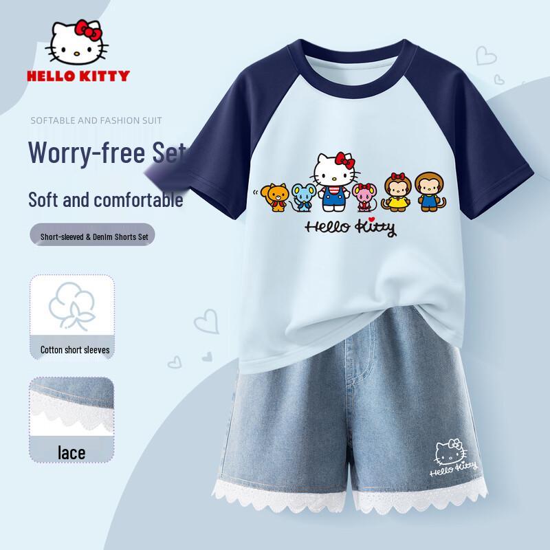 Hello Kitty Girls  Summer T-Shirt & Denim Shorts Set 160