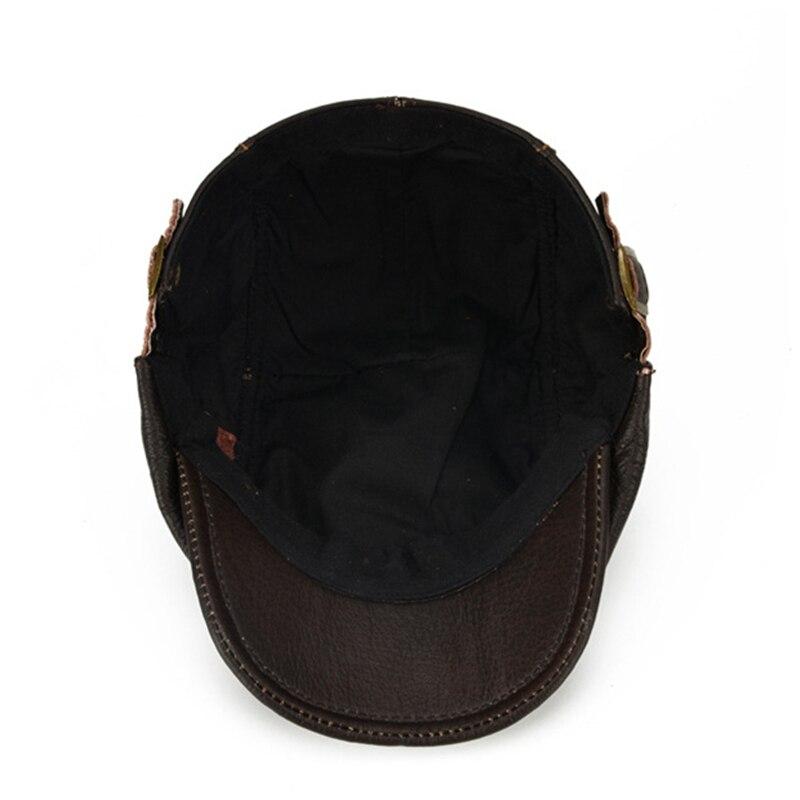 Northwood Solid Genuine Leather Autumn Ainter Berets Cap for Men Warm Beret Hats Flat Beret Cap Bone Brim Hats