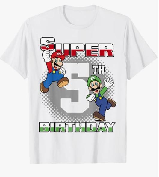 Super Mario Luigi 5th Birthday Portrait T- Kids Unisex T-Shirt XL