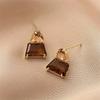Fashionable Cubic Zirconia Pendant Earrings for Girls Brown Inlaid Zirconia Pendant Earrings Birthday Party Daily Jewelry