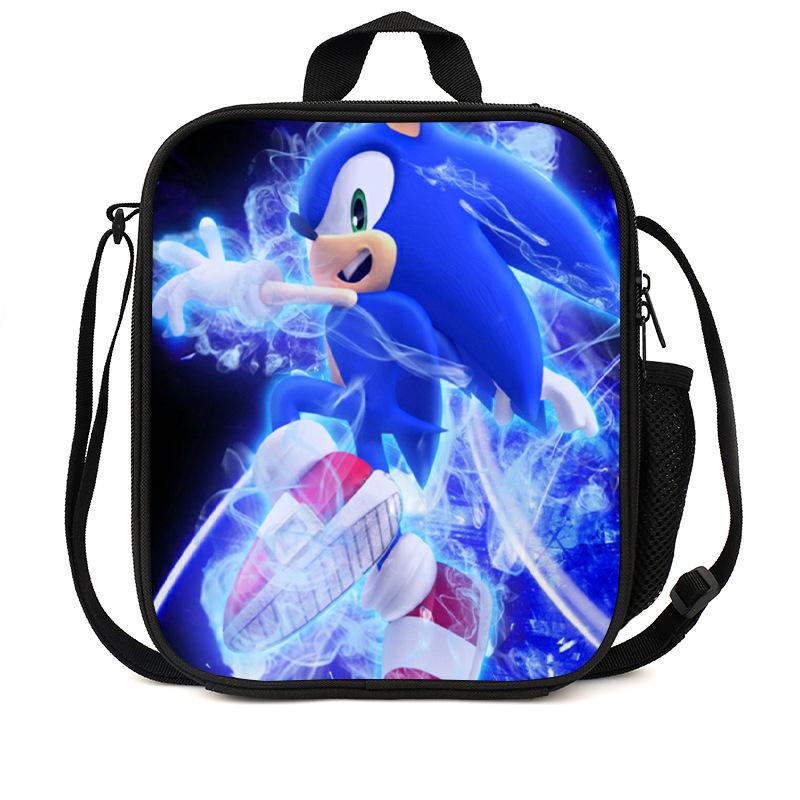 Sonic Lunch Bag Student Picnic Bag Oxford Cloth Cartoon Printed Portable Lunch Box Bag