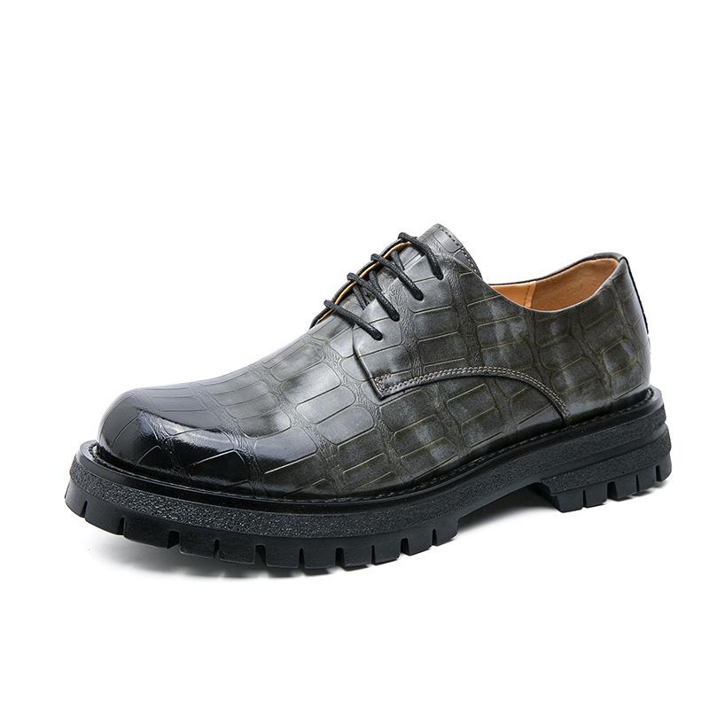 Men's British Style Thick-Soled Leather Low-Top Martin Boots: Versatile, Height-Enhancing Business Casual Footwear