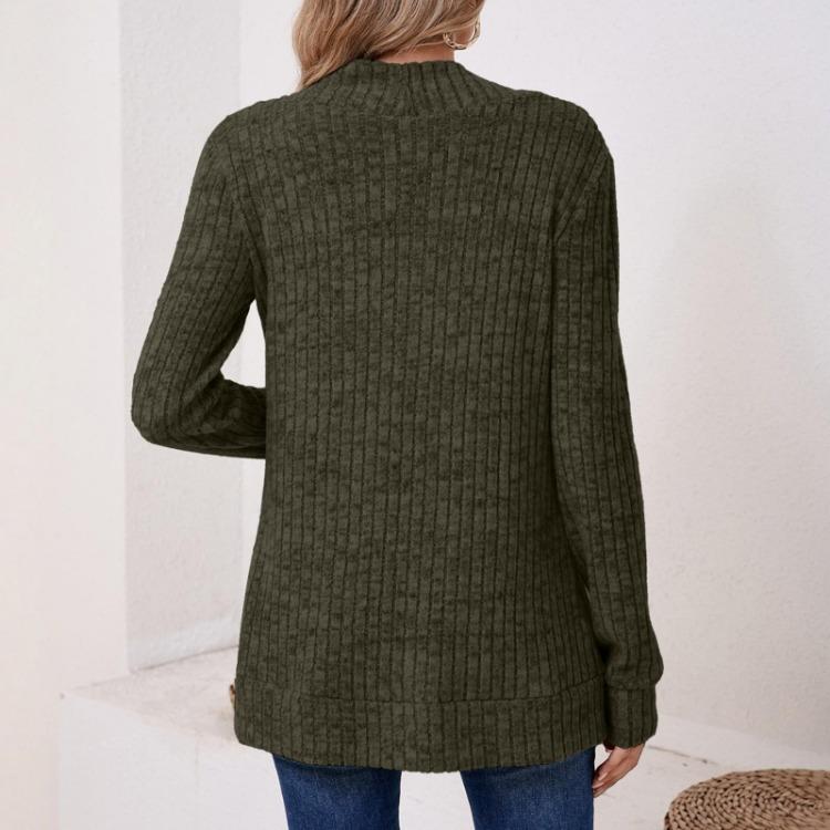 Suéter Cárdigan Abrigo de Manga Larga Color Sólido para Mujer Top Elegante para Damas
