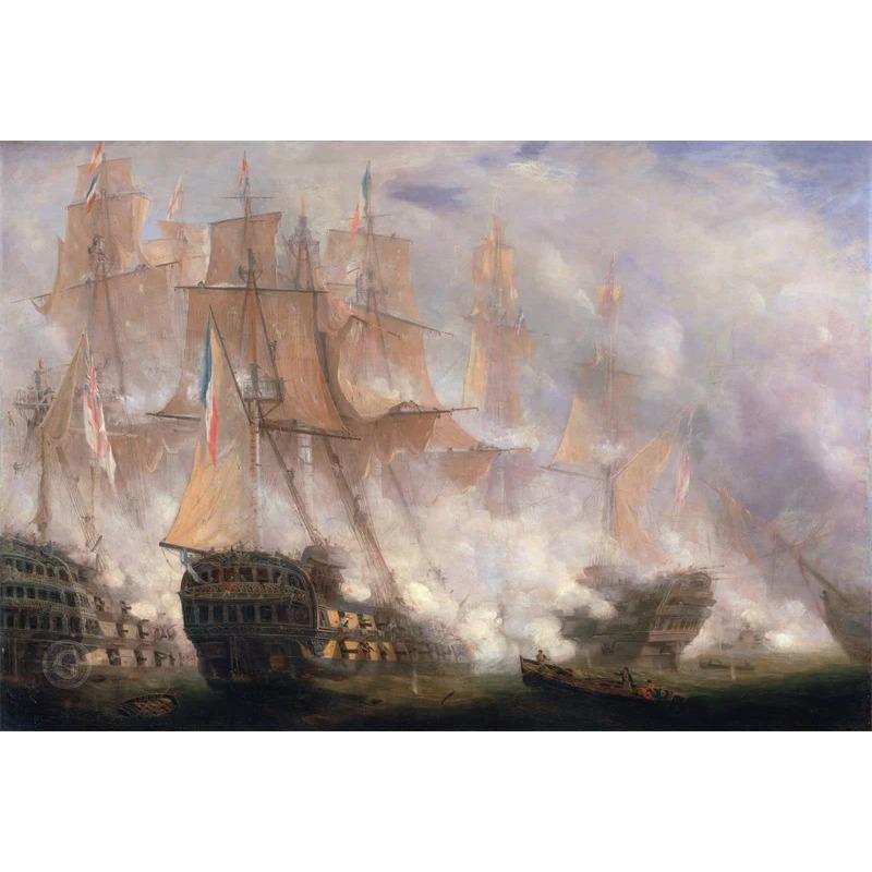 Vintage Oil Painting Poster The Battle of Trafalgar Painting Wall Art Prints Canvas Painting for Gallery Home Living Room Decor