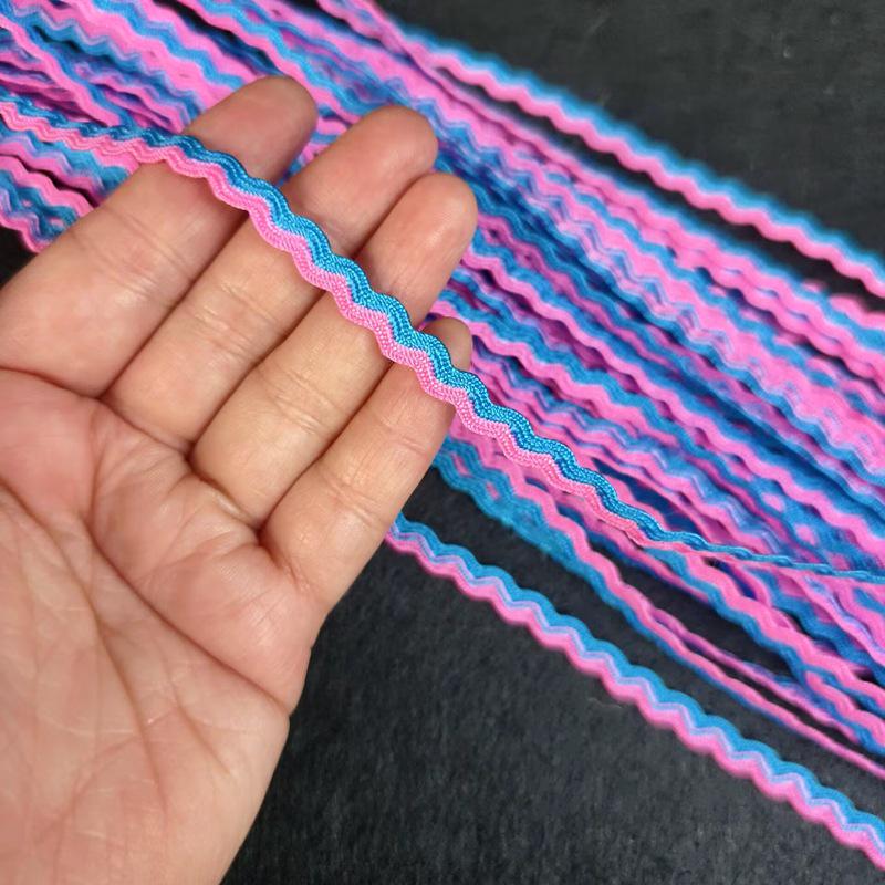 5mm S Şeklinde İki Renkli Dalga Desenli Kavisli Kemer DIY Giyim Aksesuarları için Denizci Dantel Şerit