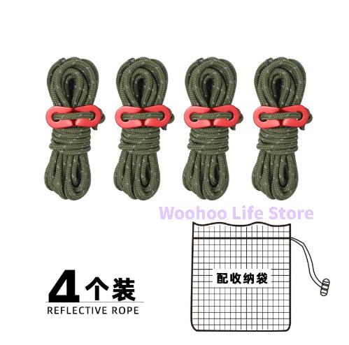Reflective Guy Line For Tent Camping Wind Rope With Adjuster Outdoor Canopy Guy Ropes 4mm Reflective Tent Cord Set