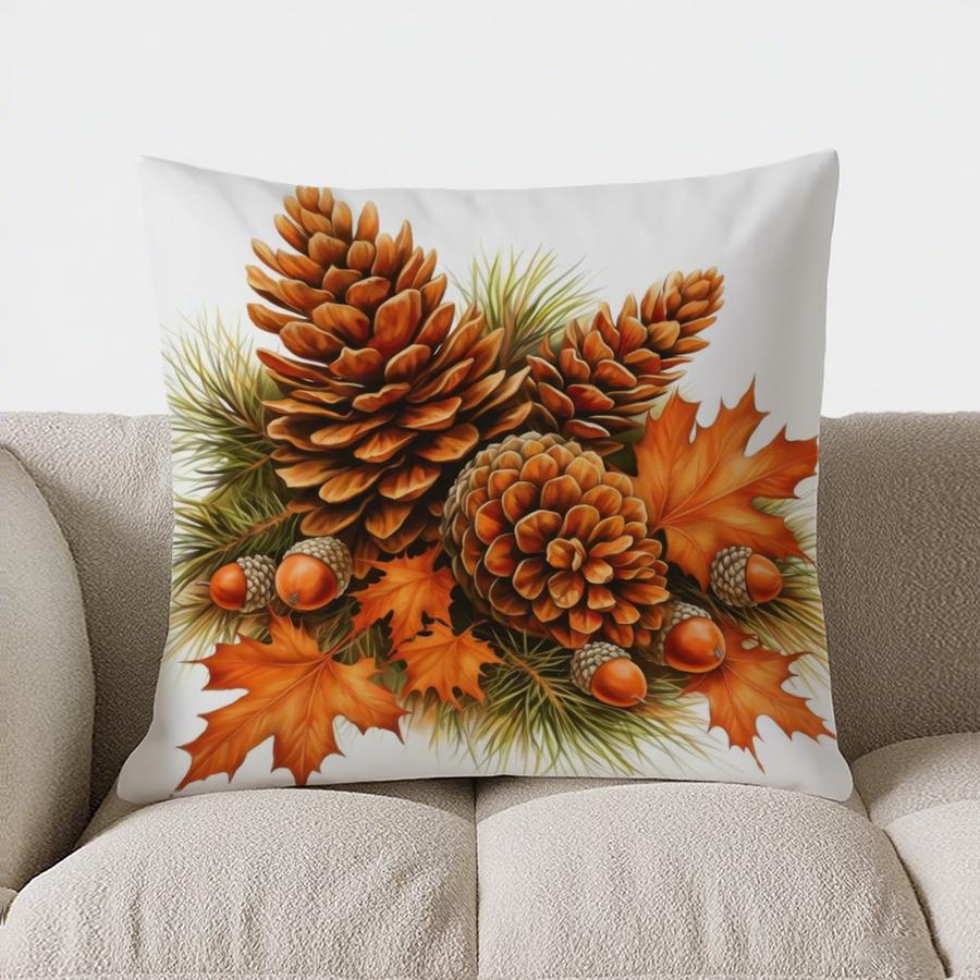Home Decor Autumn Flowers & Berries Decorative Throw Pillow Pattern Cushion Cover Suitable For Sofa Bedroom Car Pillow Cover