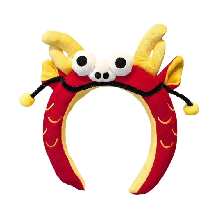 Plush Dragon/Fortunes God Headband for Chinese Spring Festival Celebration Seasonal Holiday Women Face Washing Hairband