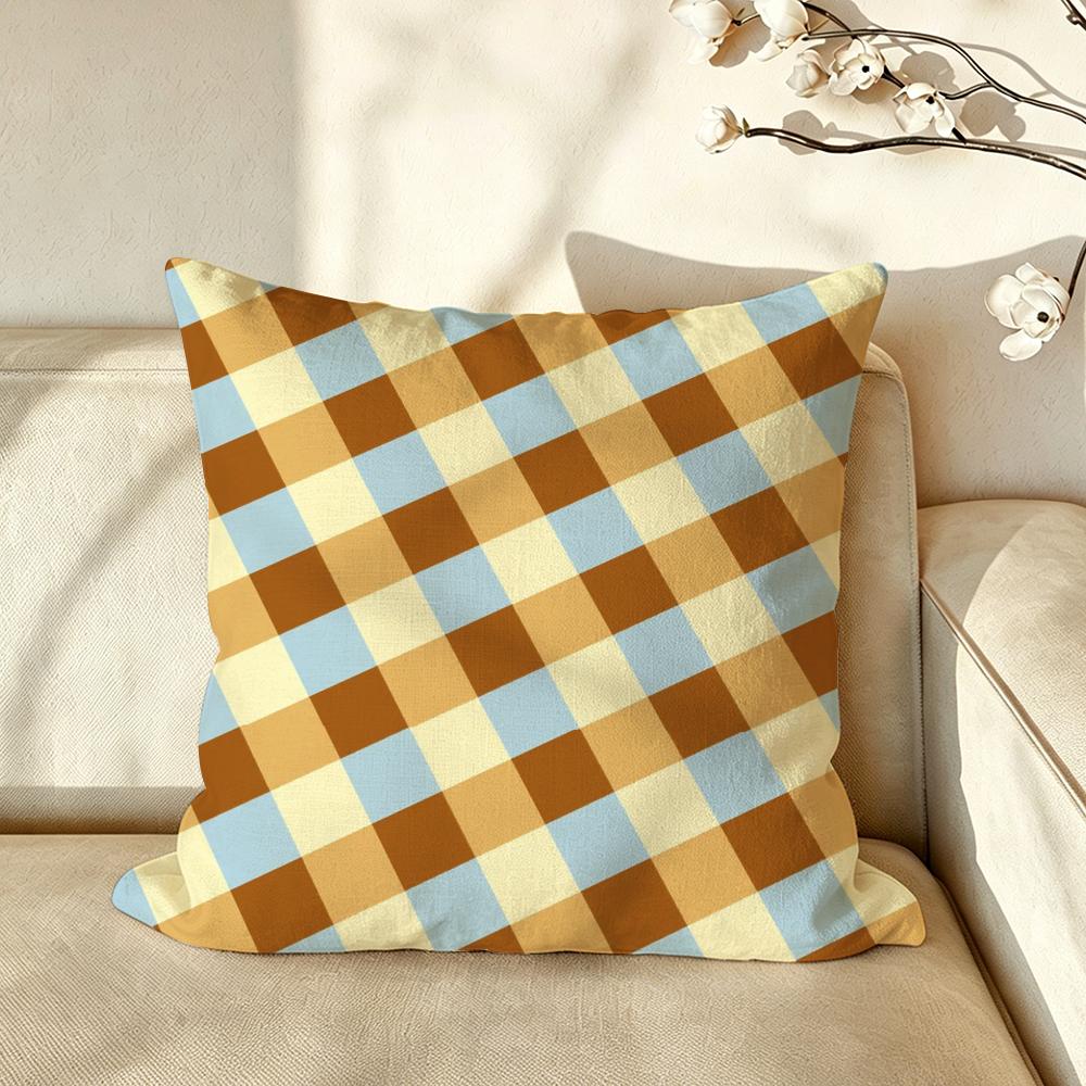 Art PPlaid PPatterns Cushion Cover Pillow Case Antidustmite Pillowcase Silky Short Plush Sofa Cushion Cover hot