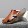 Fashion Men's Outdoor Non-Slip Slippers New Light Leather Sandals Summer Men Shoes Retro Roman Breathable Men Slippers Walking Footwear