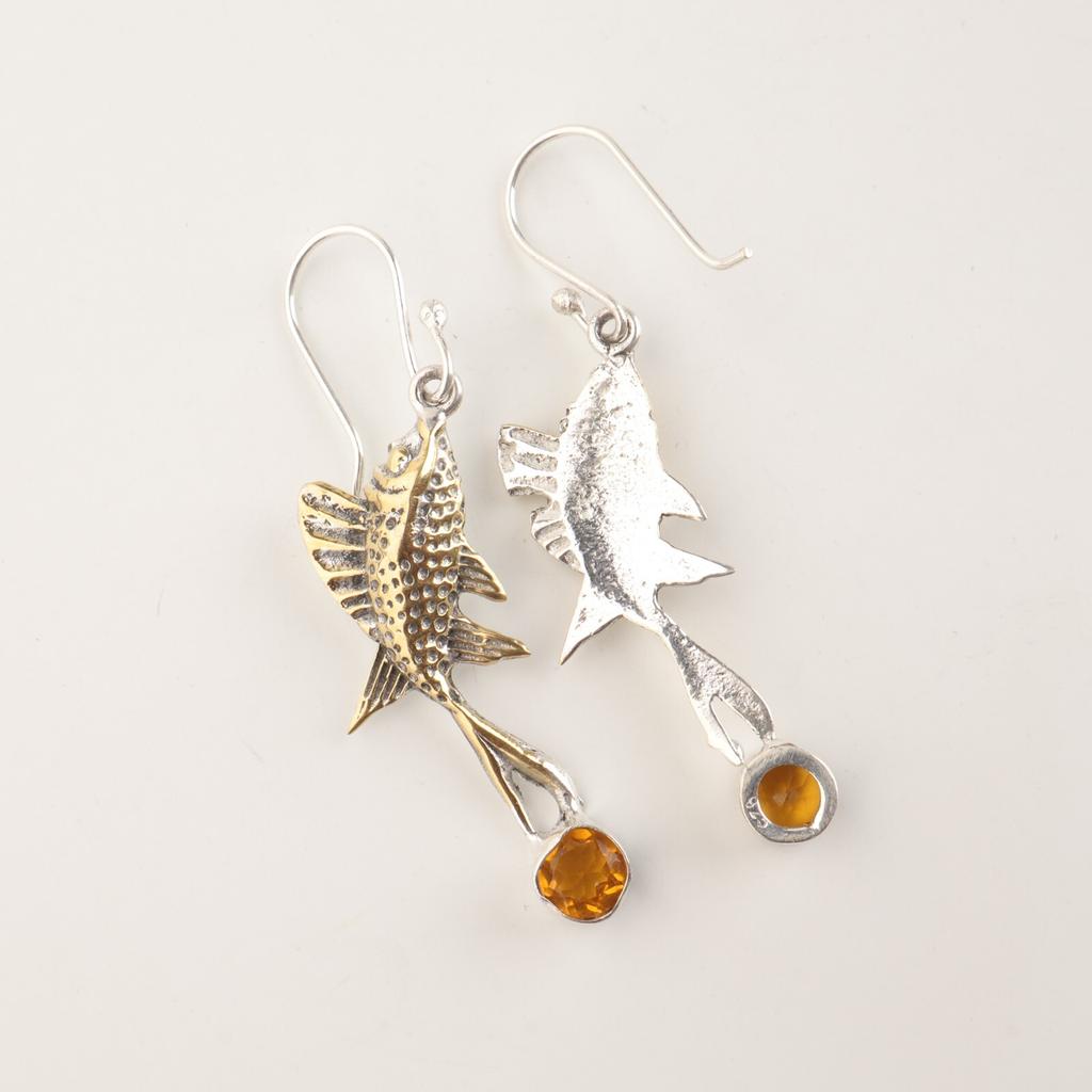 Citrine Gemstone 925 Sterling Silver Jewelry Earrings 2.17" Unique Gift Idea EE-148-10