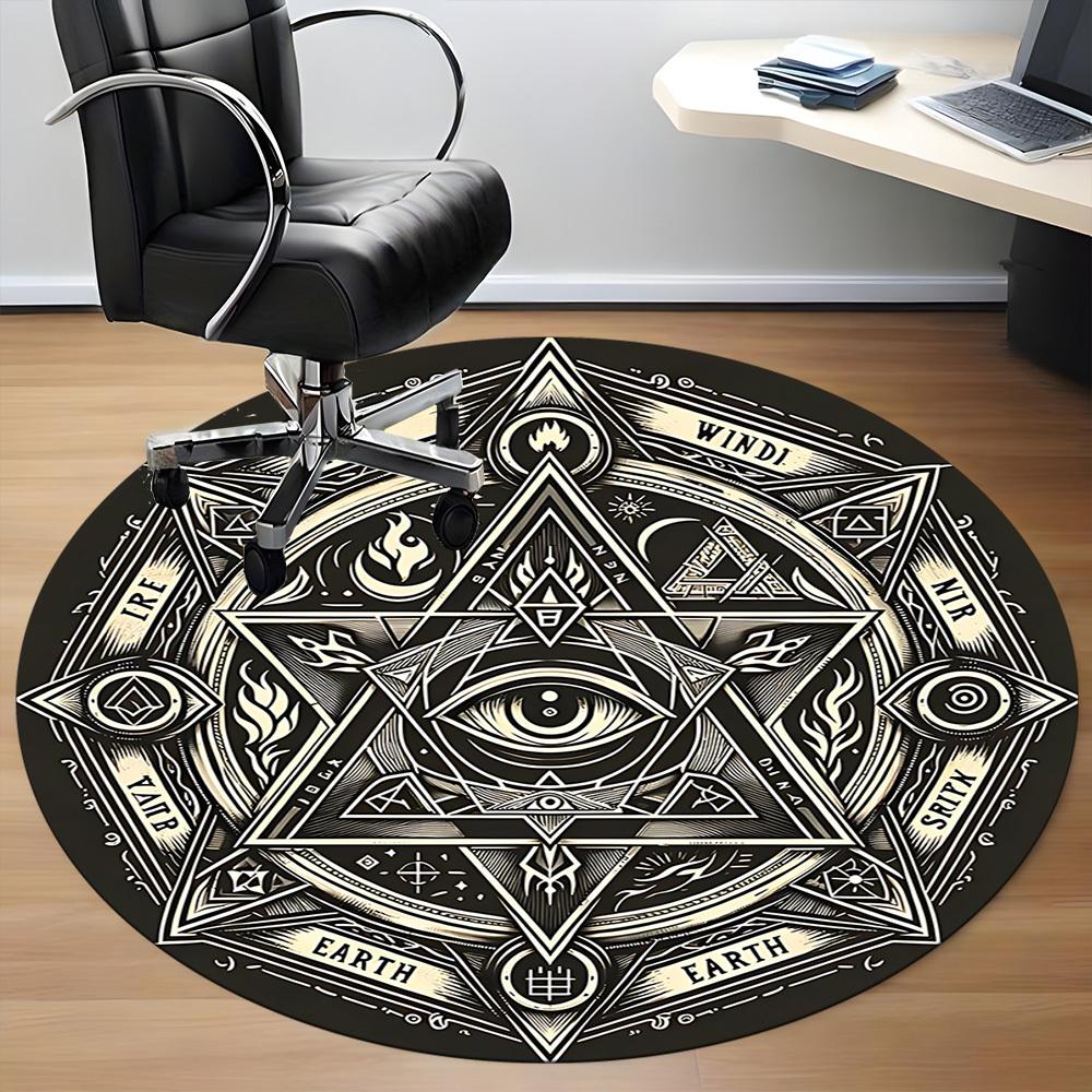 1PC Mystic Symbols Office Round Area Rug, Mat Suitable For Office, Under Office Chairs Bedroom Living Room Home Decor, Room Deco