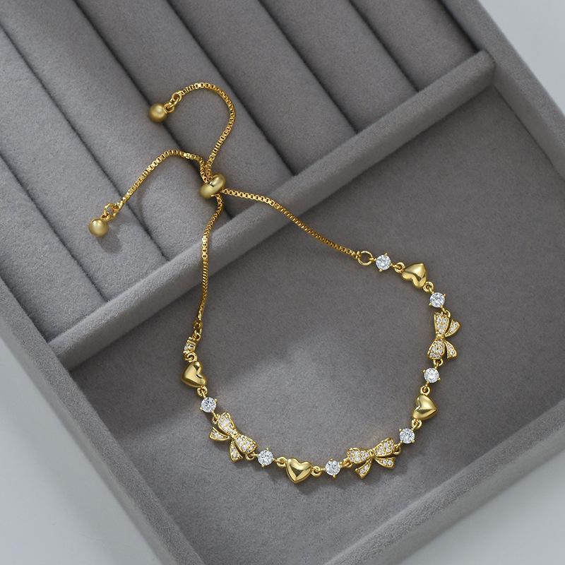 Adjustable Pull-out Bracelet Zircon Butterfly Heart Stylish Women's Chain Bangle Perfect Gift for 2026