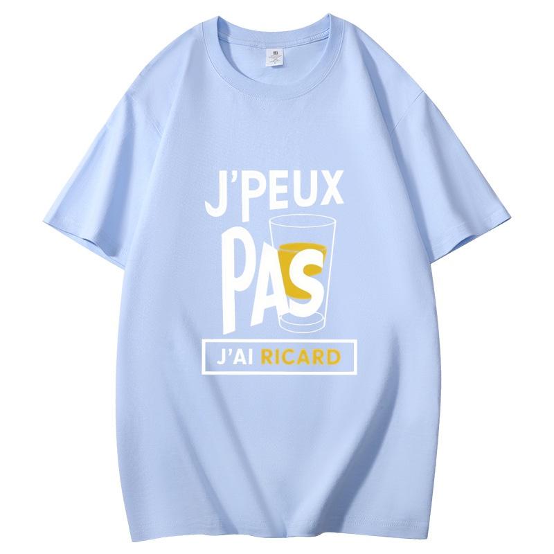 

Unisexs summer Tshirt 100 cotton casual crew neck short sleeve printed with humorous French slogans suitable for daily wear 4XL