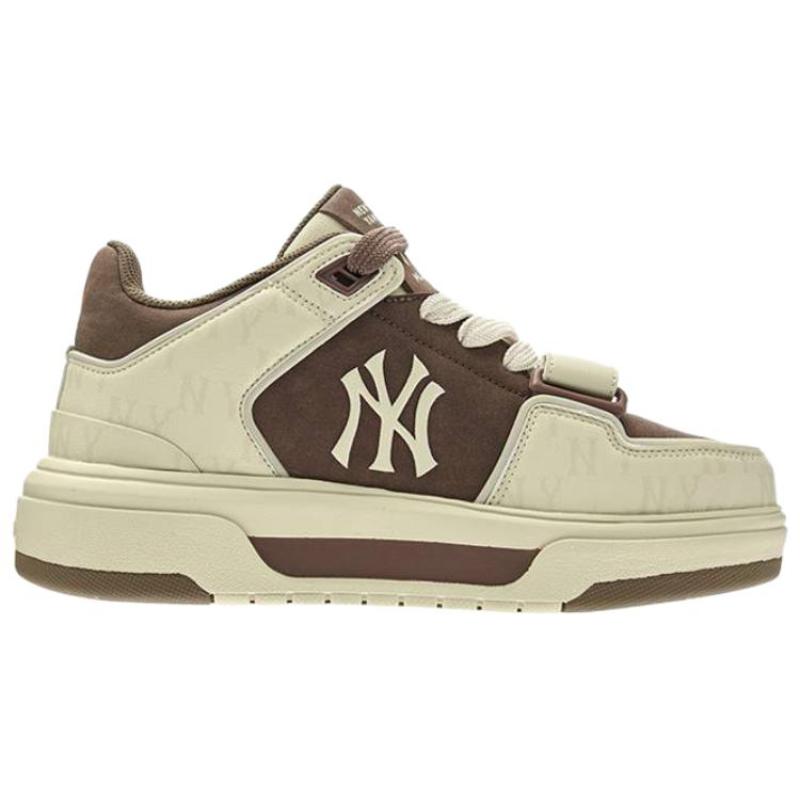 MLB New York Yankees Slip Resistant, Abrasion Resistant, Height Increasing High Top Skateboard Shoes Unisex Brown Sneakers 3ASXW015N-50BRS