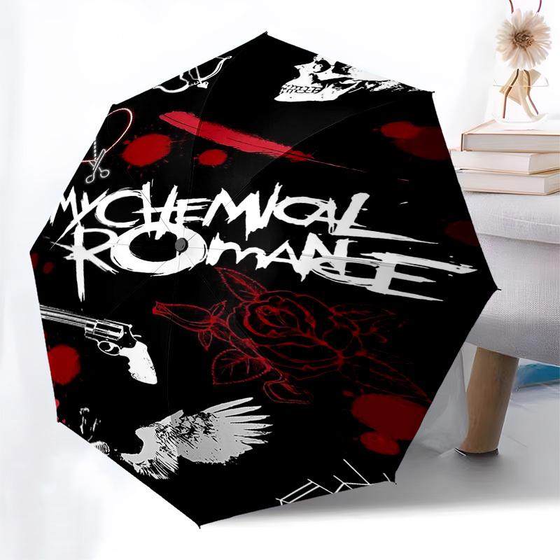 1pc My Chemical Romance Automatic Open,Windproof, Compact Travel Umbrella, Gift for Birthday, Christmast93091