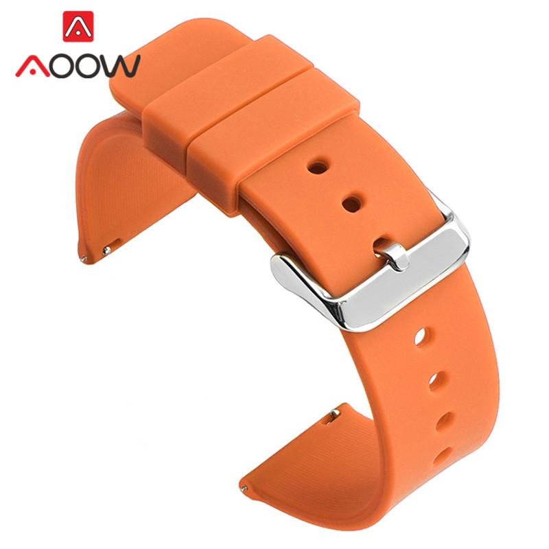 

12/14/16/18/20/22/24 мм Спортивный силиконовый ремешок Универсальный Цветной Быстросъемный Водонепроницаемый Мужской Женский Сменный Браслет для часов 14mm