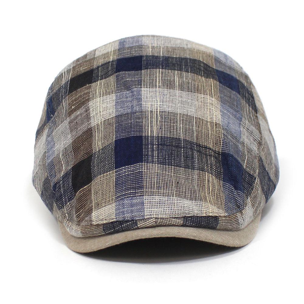 Spring and Summer Thin Hat Men's Fashion Plaid Forward Hat Cotton Cap Foreign Trade Beret