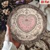 Vintage Pink Heart Floral Metal Sign, Round Flat Wall Art for Home & Party Decor