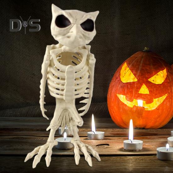 Halloween Skeleton Owl Decoration Realistic 12" Skeleton Animal Figure Plastic Owl Bone Model for Haunted House Party Decor